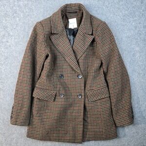 Avec Les Filles‎ Houndstooth Blazer Coat Womens M Double Breasted Jacket Wool